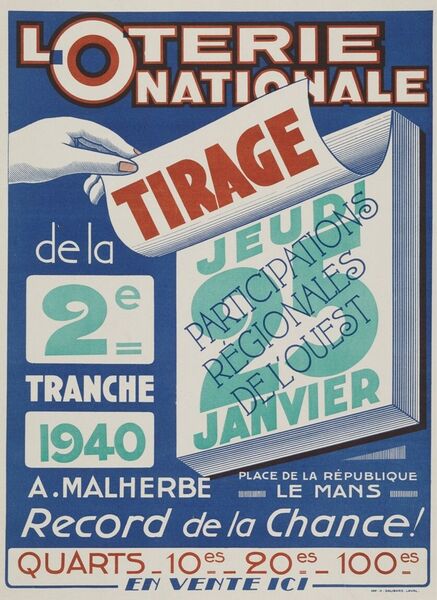 Loterie Nationale. Tirage de la 2e tranche 1940. Record de la chance !