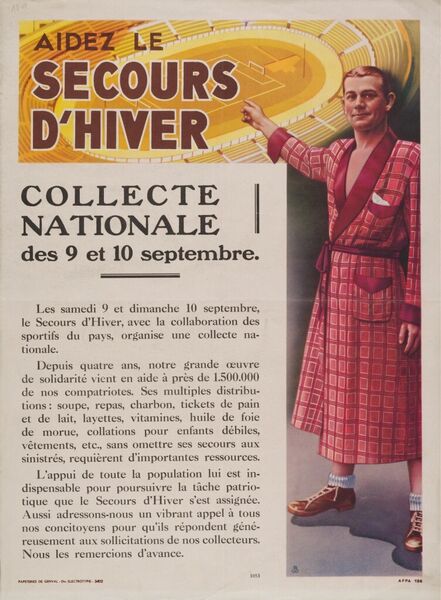 Aidez le Secours d'Hiver. Collecte nationale des 9 et 10 septembre
