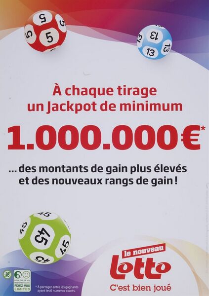 À chaque tirage un Jackpot de minimum 1.000.000 €*... des montants de gain plus élevés et des nouveaux rangs de gain!