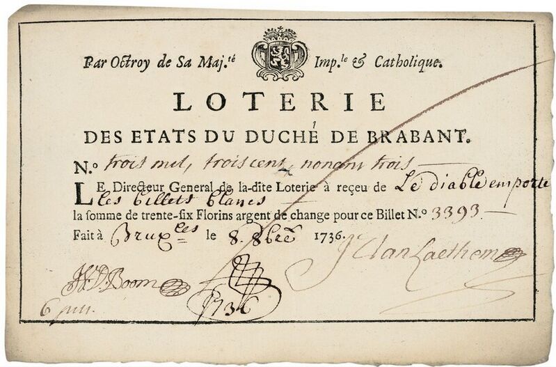 Billet de la Loterie des Etats du Duché de Brabant