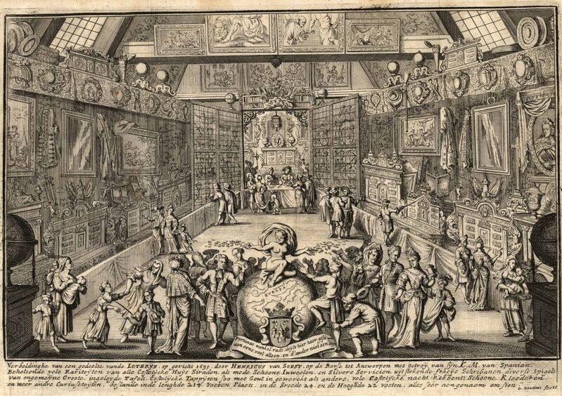 La loterie d'Henricus van Soest à Anvers. Verbeldinghe van een gedeelte vande Loterye, op gericht 1695, door Henricus van Soest, op de Borse tot Antwerpen ...