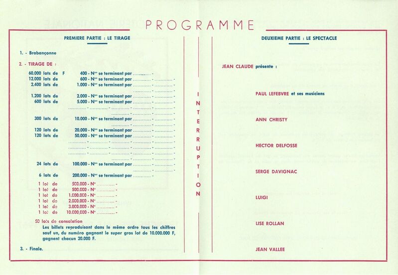 Tranche spéciale d'Automne 1967. Programme