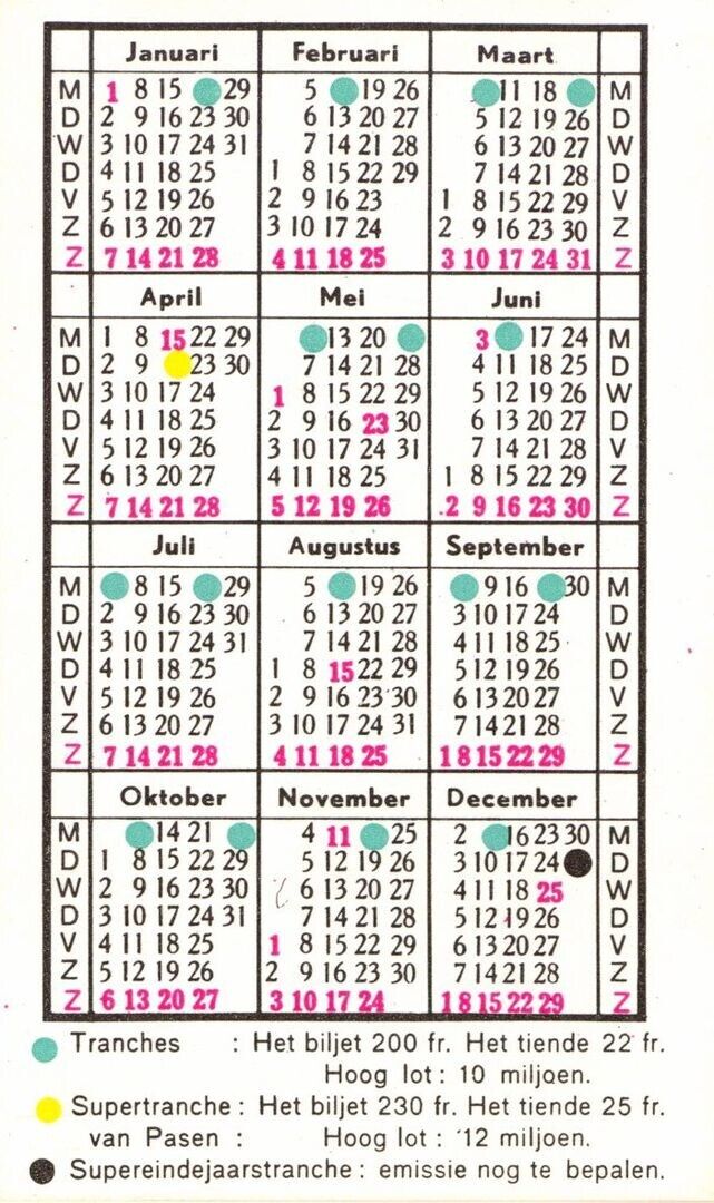 Kalender voor 1968  Loterijmuseum