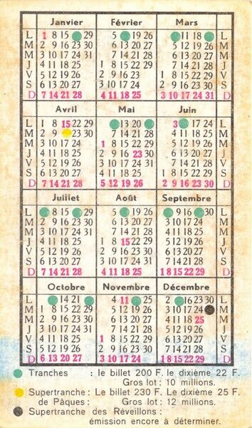 Calendrier pour 1968 | Loterijmuseum Calendrier pour 1968 | Loterijmuseum